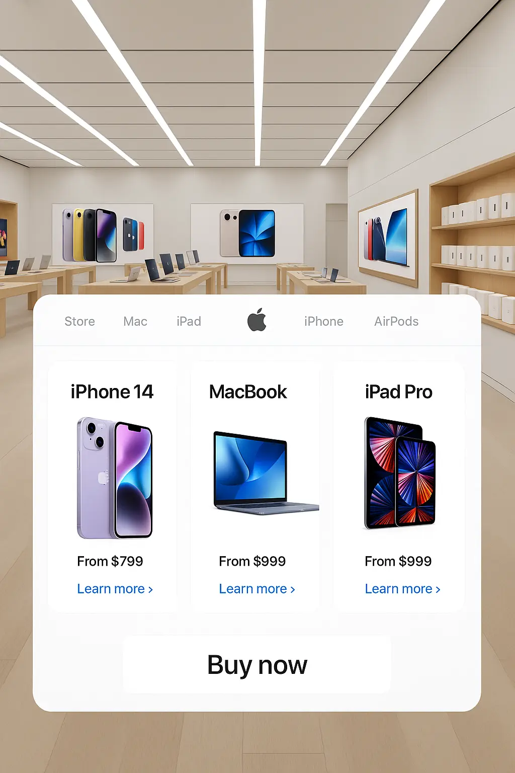 Screenshot of Apple Store